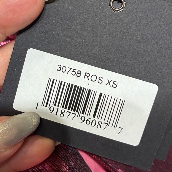 NWT Mac Duggal 30758 Rose Metallic Keyhole Long Sleeve Pleated Maxi Dress Sz XS - Picture 9 of 15